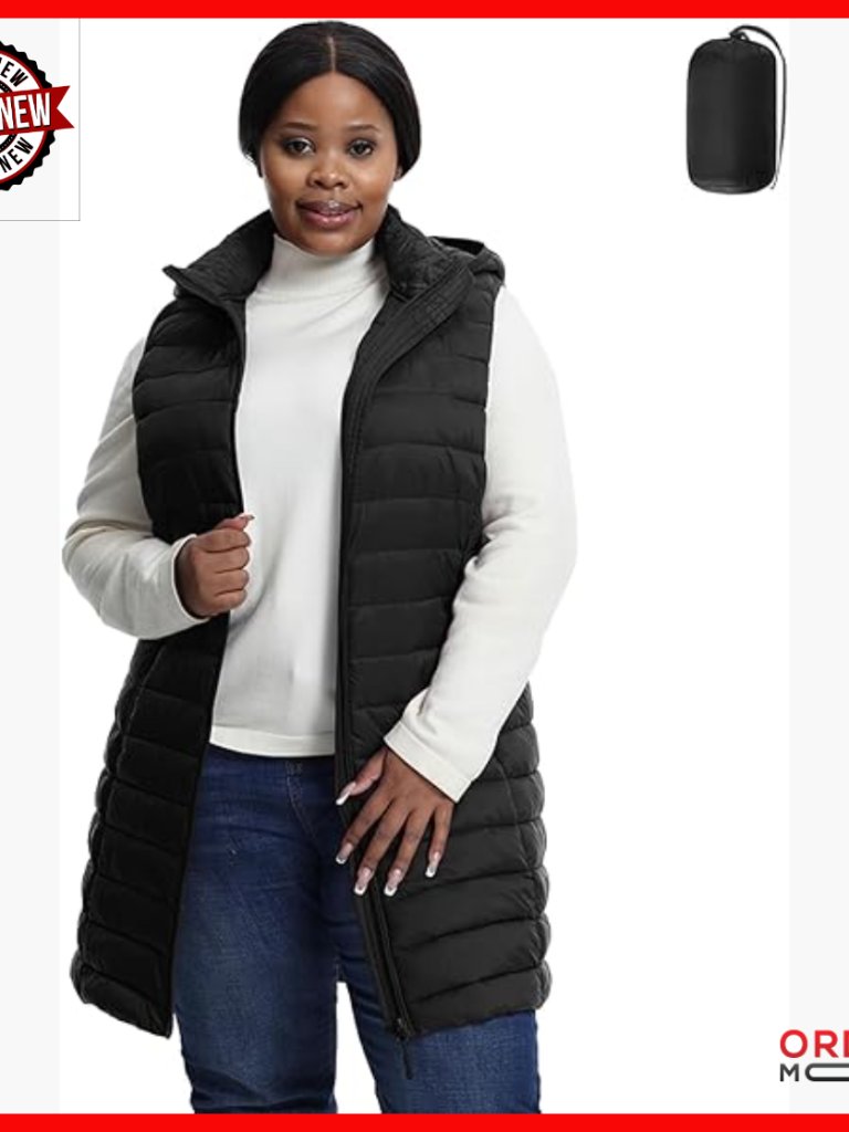 Plus Size Packable Puffer Vest Lightweight Quilted Sleeveless Outerwear